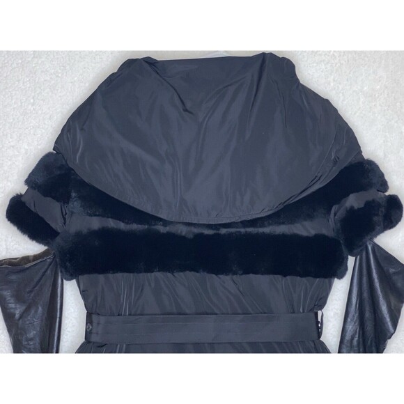 Samuele Cipriani Italian Designer Down Coat Short Sleeve Leather Cuffs Belt 42 6 - Picture 12 of 16